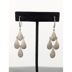 Charles Garnier Peru 925 Sterling Silver Textured Drop‎ Earrings